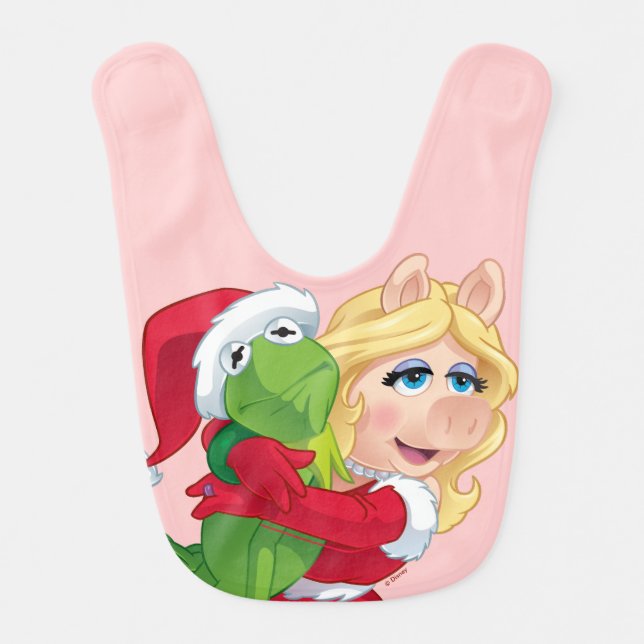 The Muppets | Kermit & Miss Piggy Christmas Baby Bib (Front)