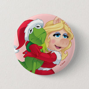 The Muppets   Kermit & Miss Piggy Christmas Button