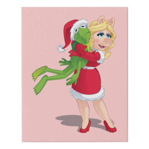 The Muppets  Kermit  Miss Piggy Christmas Faux Canvas Print