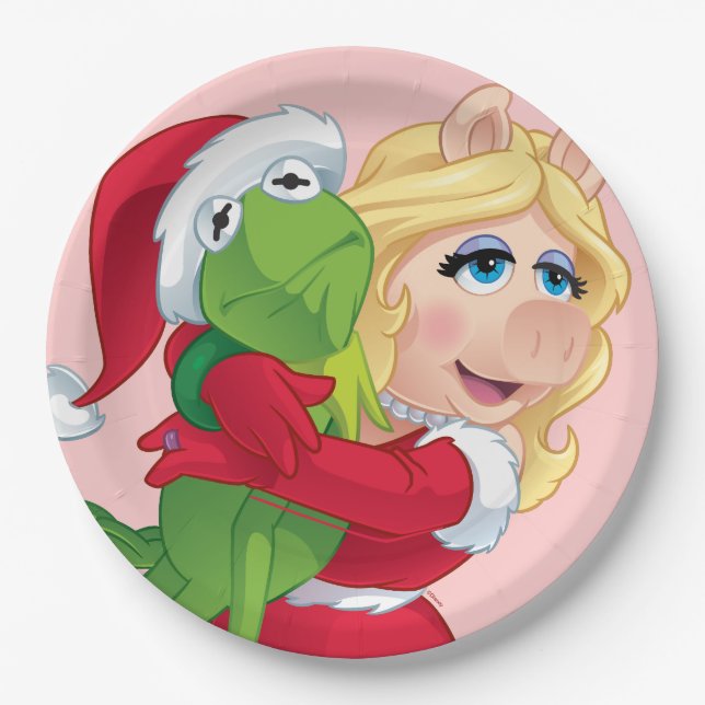 The Muppets | Kermit & Miss Piggy Christmas Paper Plates (Front)