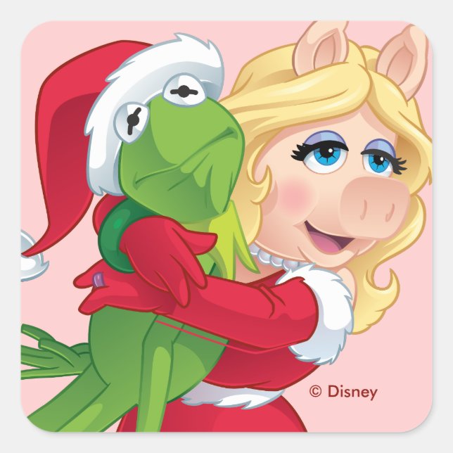 The Muppets | Kermit & Miss Piggy Christmas Square Sticker (Front)