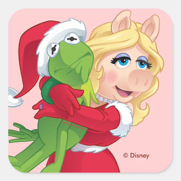 The Muppets | Kermit & Miss Piggy Christmas Square Sticker | Zazzle