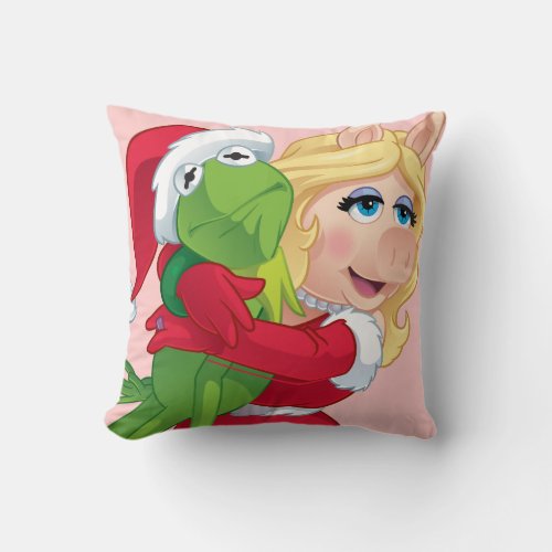 The Muppets  Kermit  Miss Piggy Christmas Throw Pillow