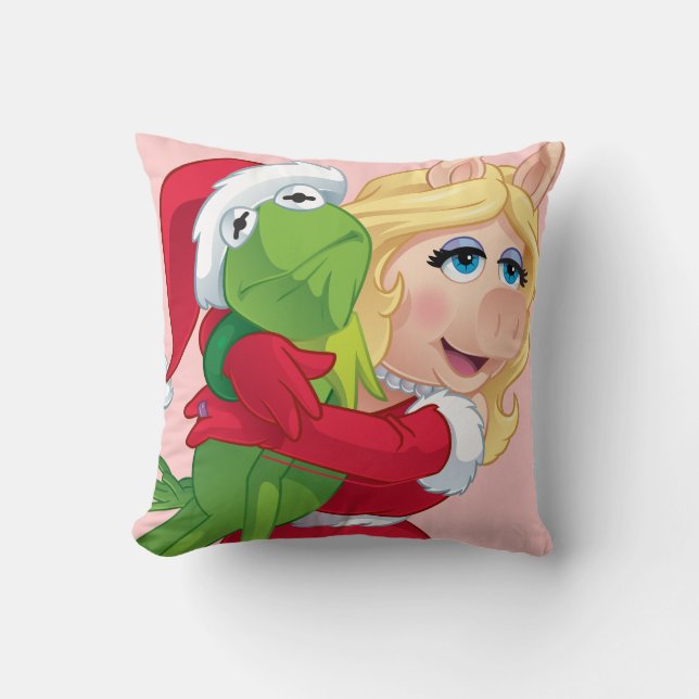 The Muppets | Kermit & Miss Piggy Christmas Throw Pillow (Front)