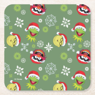 The Muppets   Merry Christmas Pattern Square Paper Coaster