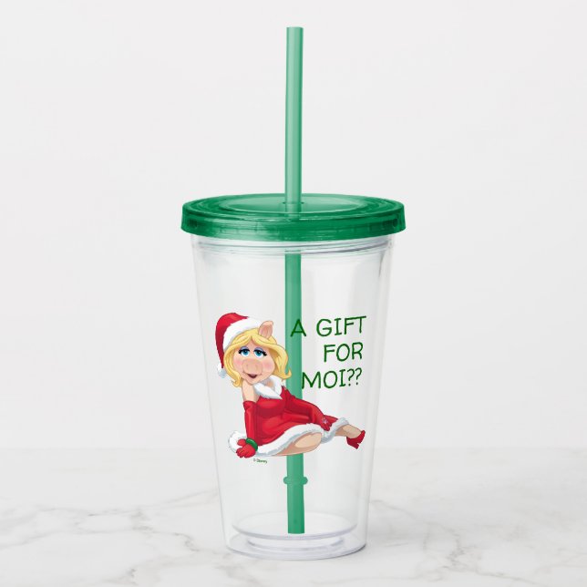 The Muppets | Miss Piggy Santa Claus Acrylic Tumbler (Front)