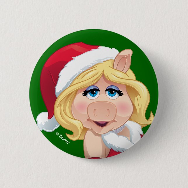 The Muppets | Miss Piggy Santa Claus Button (Front)