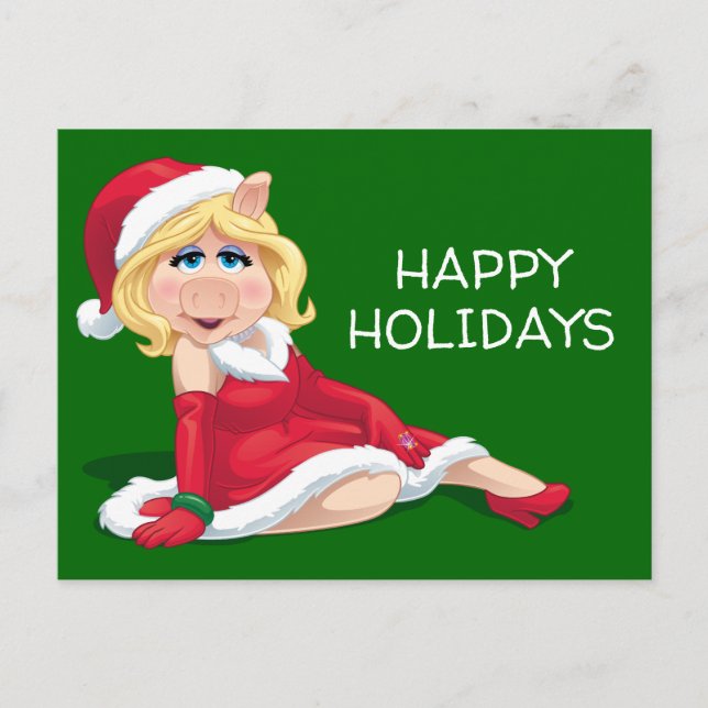 The Muppets | Miss Piggy Santa Claus Holiday Postcard (Front)