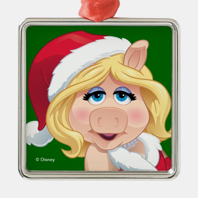 The Muppets | Miss Piggy Santa Claus Metal Ornament (Front)