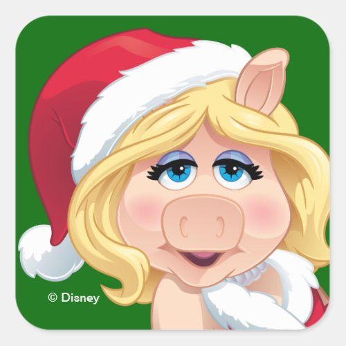 The Muppets  Miss Piggy Santa Claus Square Sticker