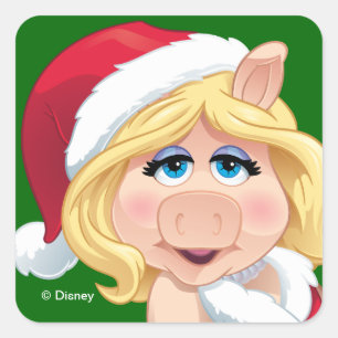 The Muppets Miss Piggy Santa Claus Square Sticker
