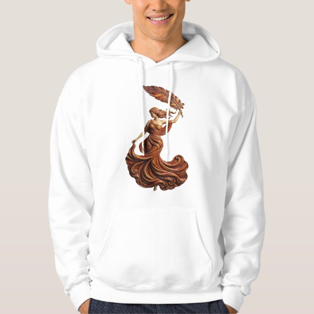 "The Muse of Fluidity" – Artistic Feather Goddess  Hoodie (Front)