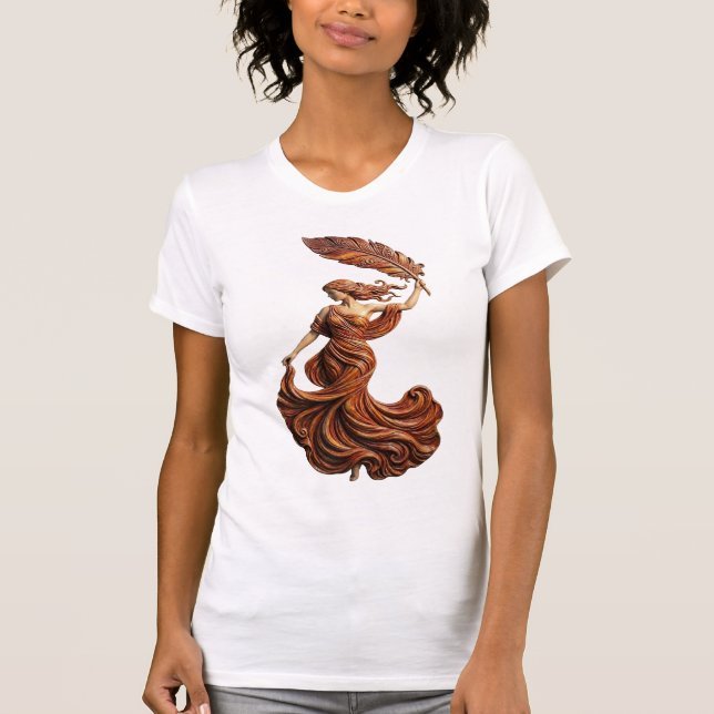 "The Muse of Fluidity" – Artistic Feather Goddess  T-Shirt (Front)