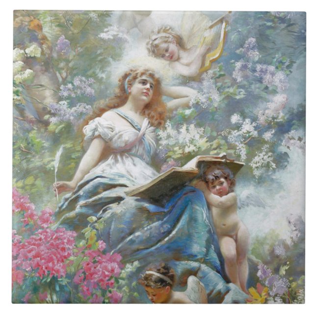 The Muse of Poesie (by Konstantin Makovsky) Ceramic Tile (Front)
