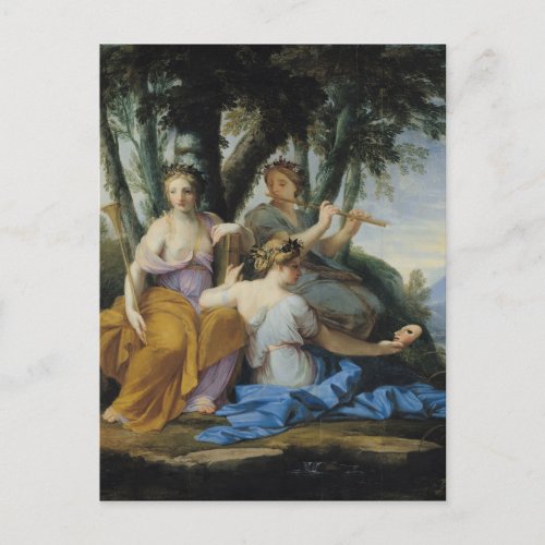 The Muses Clio Euterpe and Thalia c1652_55 Postcard