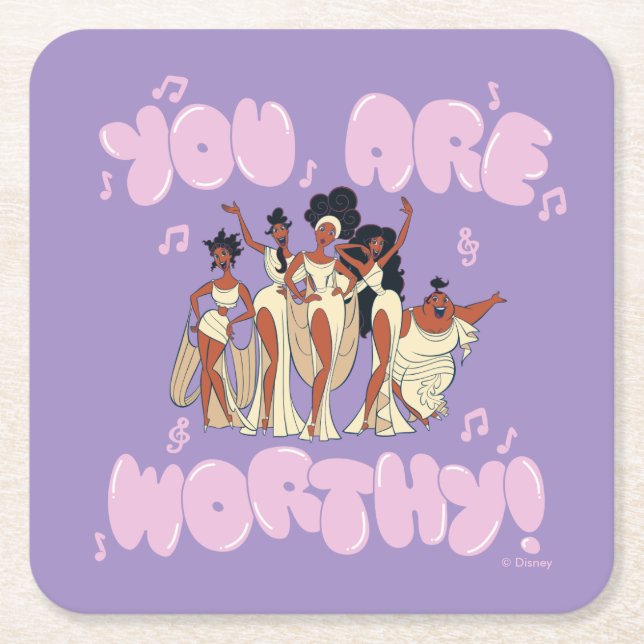 The Muses - You Are Worthy Square Paper Coaster (Front)