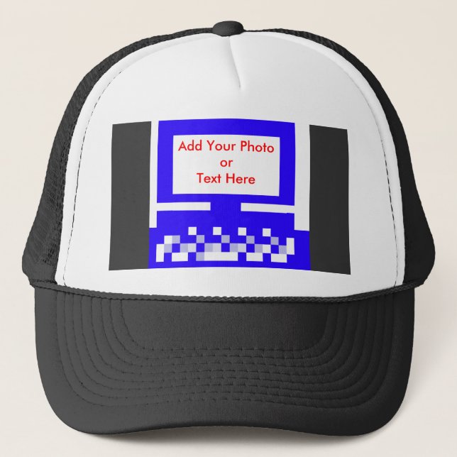 The MUSEUM Artist Series Images Computer Blue Trucker Hat (Front)