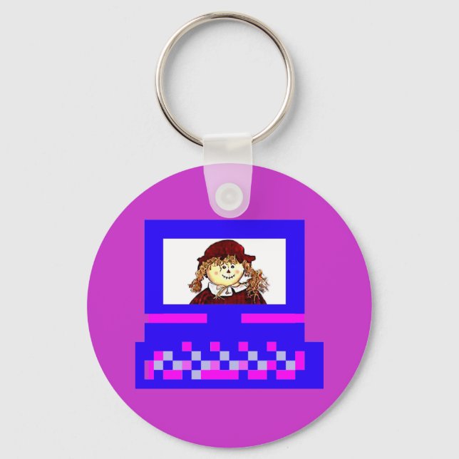 The MUSEUM Artist Series Images Computer StrawGirl Keychain (Front)