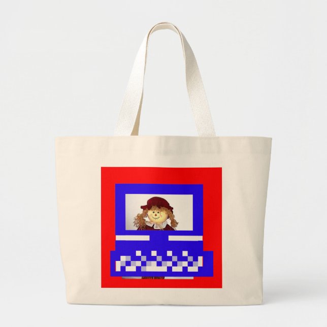 The MUSEUM Artist Series Images Computer StrawGirl Large Tote Bag (Front)