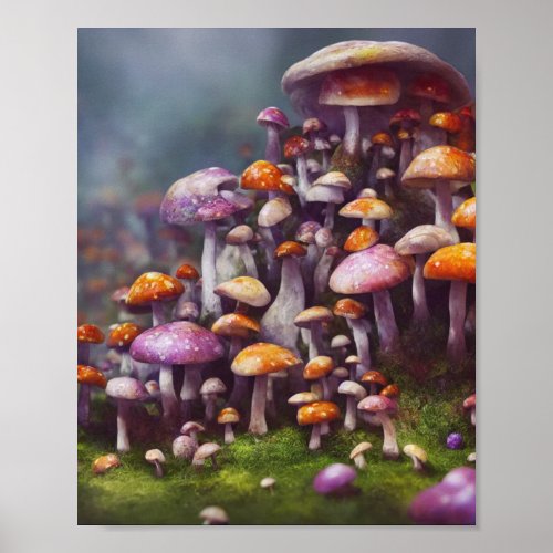 The Mushroom Patch Digital Art Poster