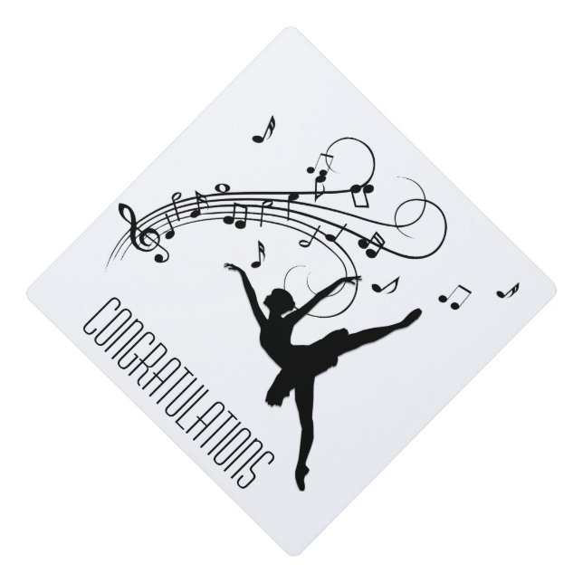 The Music Follows Ballerina Graduation Cap Topper (Front)