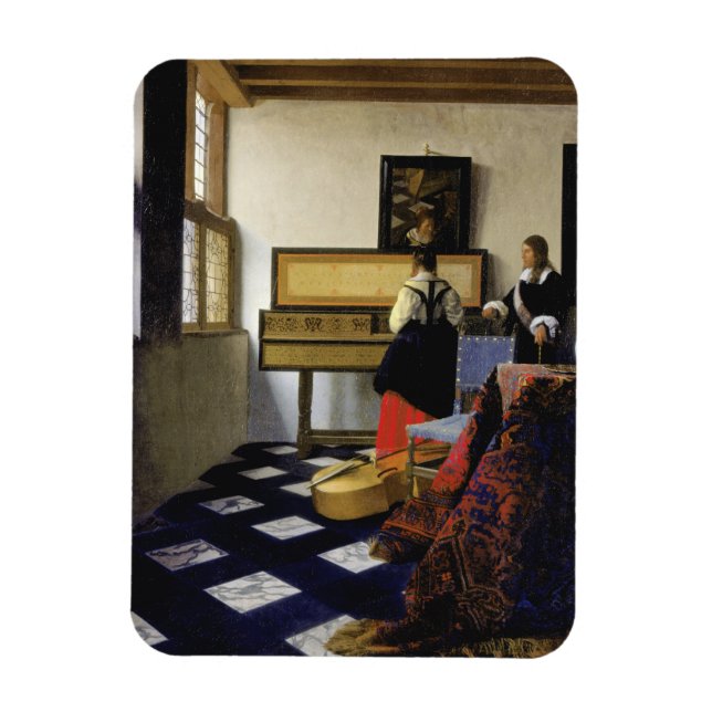 The Music Lesson by Johannes Vermeer Magnet (Vertical)