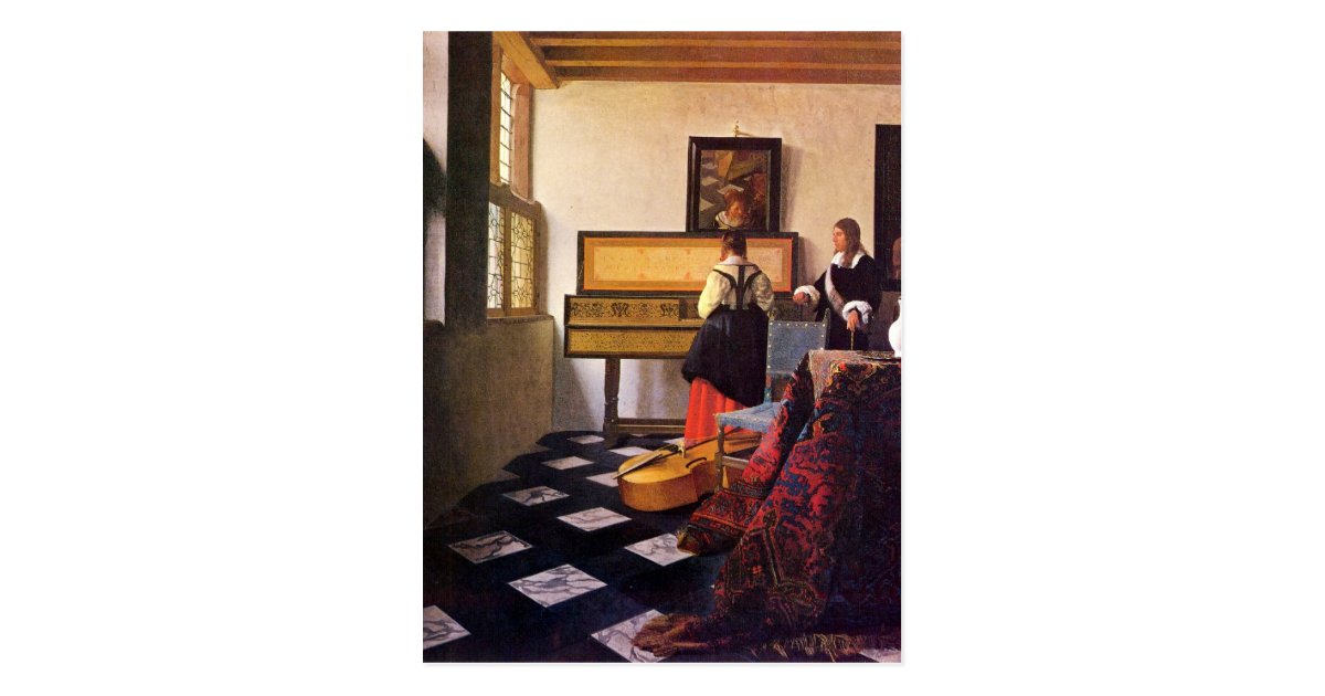 The Music Lesson By Johannes Vermeer Postcard R6c50975003334ba4b165f11c0bf4304e Vgbaq 8byvr 630 ?view Padding=[285%2C0%2C285%2C0]