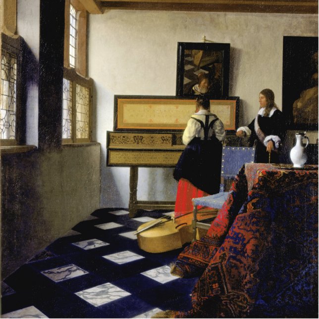 The Music Lesson by Johannes Vermeer Statuette (Front)