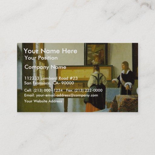 Customizable The Music Lesson By Vermeer Van Delft Jan Business Card Template