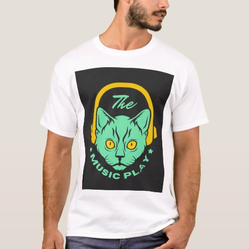 The Music Play _ Cat Headphones T_Shirt