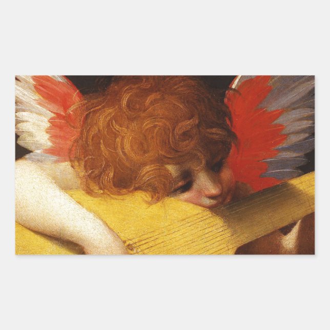 The Musical Angel - Vintage Christmas Rectangular Sticker (Front)