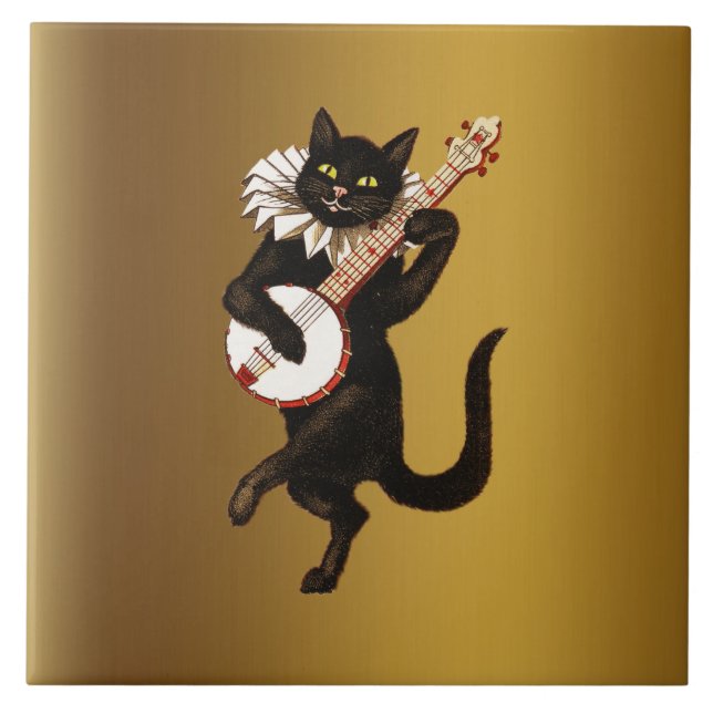 The Musical Cat, Ceramic Tile (Front)