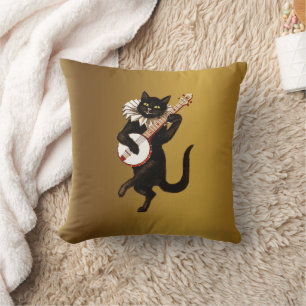 The Musical Cat, Throw Pillow