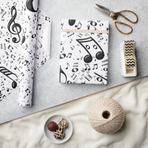 The musical notes wrapping paper
