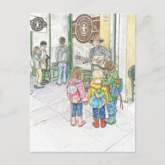 The Musician at Pike's Market Postcard (Front)