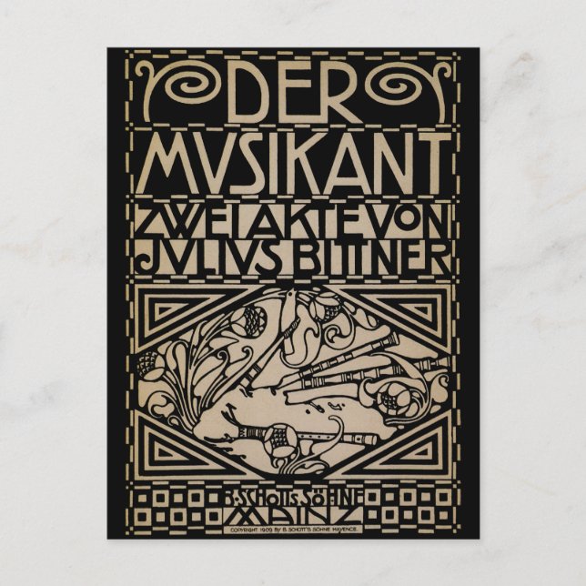 The Musician by: Koloman Moser 1909 Postcard (Front)