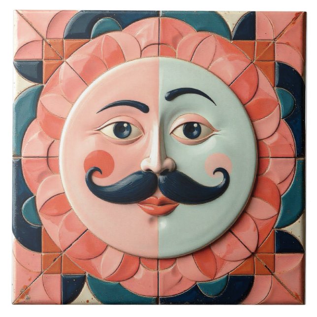 The Mustached Muse Ceramic Tile (Front)