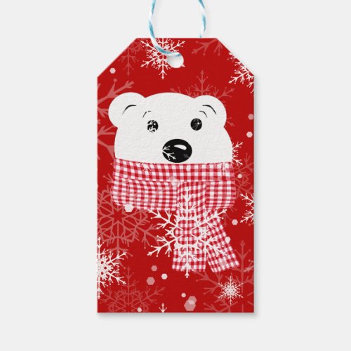 The muzzle of a polar bear Christmas  Gift Tags