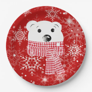 The muzzle of a polar bear, Christmas Paper Plates