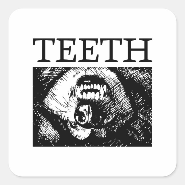 The muzzle of a smiling husky during the game.  square sticker (Front)