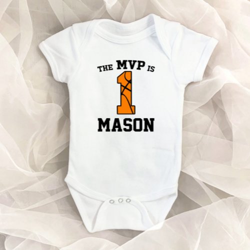 The MVP is 1 Basketball Sports First 1st Birthday Baby Bodysuit