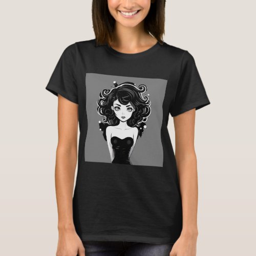 The Mysterious Girl 4 in Monochrome T_Shirt