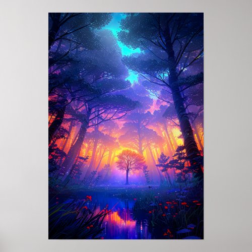 The Mysterious Light in the Swampy Forest Poster