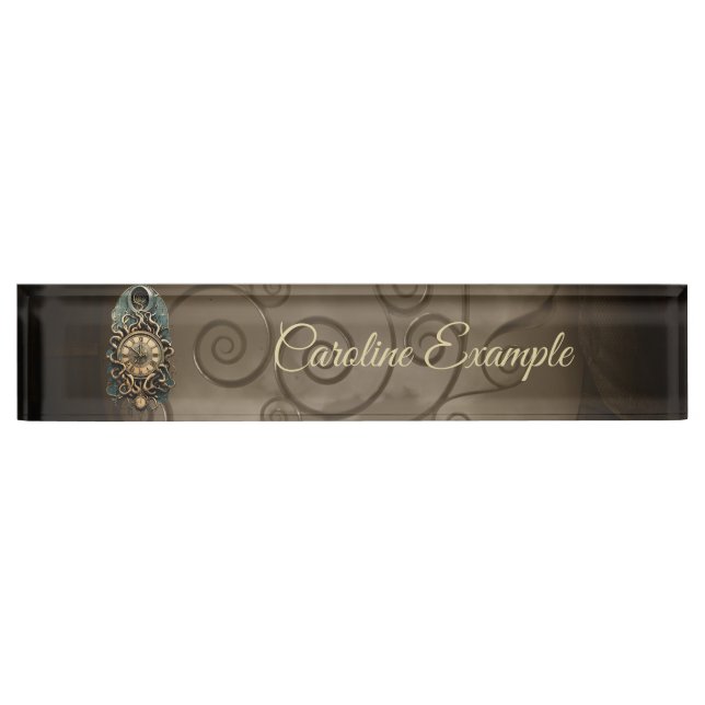The mysterious steampunk movement desk name plate (Front)