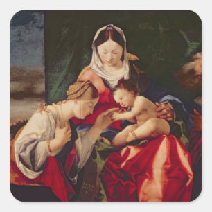 The Mystic Marriage of Saint Catherine, 1505/8 Square Sticker
