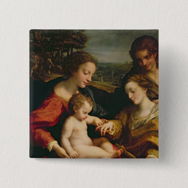 The Mystic Marriage of St. Catherine of Pinback Button (Front)