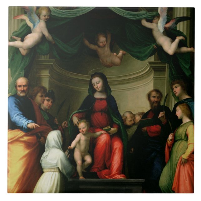 The Mystic Marriage of St. Catherine of Siena with Ceramic Tile (Front)