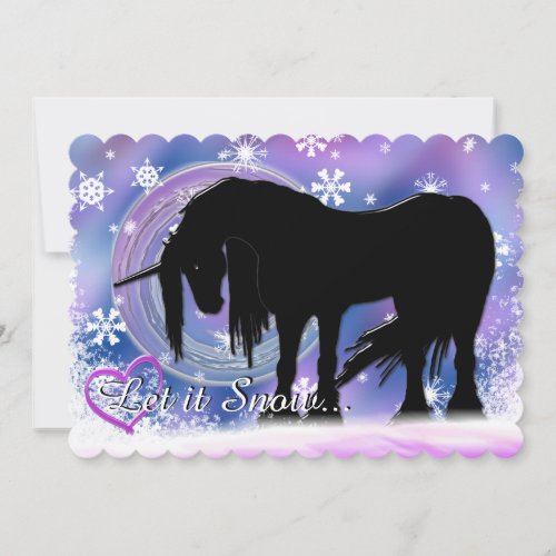 The Mystical Black Unicorn Let It Snow Holiday Card