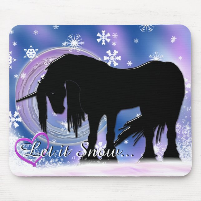 The Mystical Black Unicorn (Let It Snow) Mouse Pad (Front)