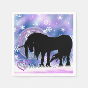 The Mystical Black Unicorn (Let It Snow) Paper Napkins